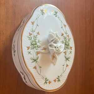 Hollohaza Hungary Floral Trinket Box, Vintage Porcelain Collectible